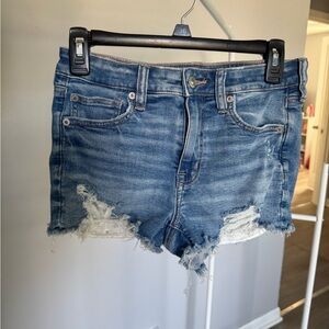 American Eagle Outfitters Light Blue Distressed Denim Shorts
